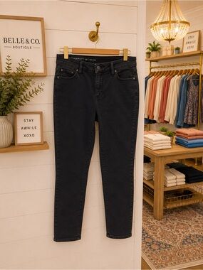 Talbots Petite Slim Ankle Jeans Size 10P Black Stretch Denim